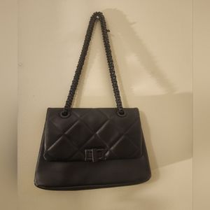 Aldo black quilted flap crossbody bag